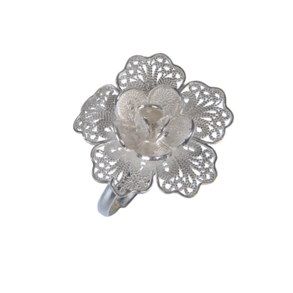 Floral Designed Silver Tarkashi Ring(Nina-0048)